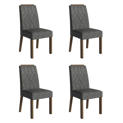 Kit 4 Cadeiras de Jantar 4256 com Espaldar Rustic/Silver Madesa
