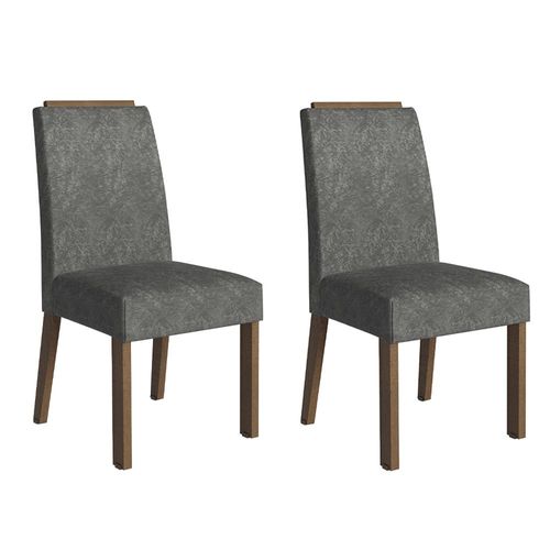 Kit 2 Cadeiras de Jantar 4255 com Espaldar Rustic/Silver Madesa