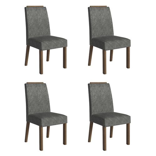 Kit 4 Cadeiras de Jantar 4255 com Espaldar Rustic/Silver Madesa