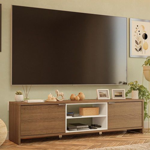 Rack para TV até 80 Polegadas 180cm 2 Portas Rustic/Branco Linz Madesa