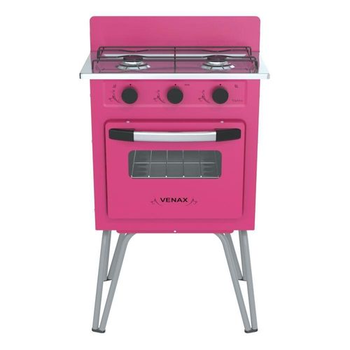Fogão Portátil 2 Bocas Venax Gemini Vetrô a Gás GLP - Rosa