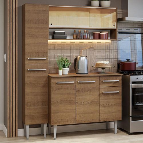 Armário de Cozinha Compacta 137cm Rustic Emilly Madesa 09