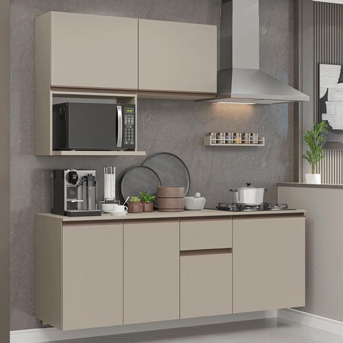 Armário de Cozinha Compacta 180 cm Suspensa Crema Nice Madesa 03