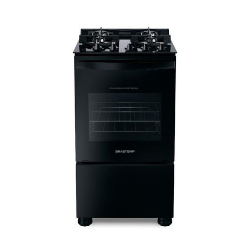 Fogão Brastemp Mesa Vidro 4 Bocas Preto Bfo4vae - Bivolt