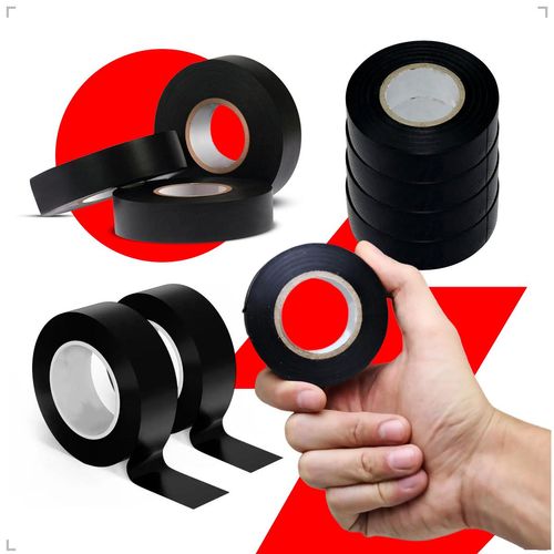 Kit 10 Rolo Fita Isolante Antichamas Preta PVC Profissional para Fios Cabos Reparos
