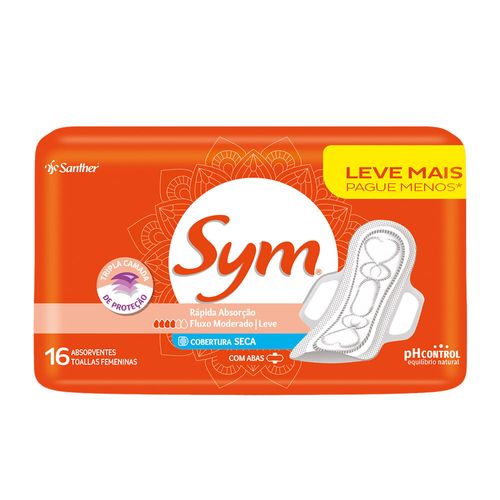 Absorvente Sym Seca com Abas 16 Unidades