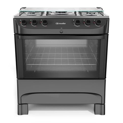 Fogão Mueller 5B Com Mesa De Inox Mfi5bb Preto Fosco