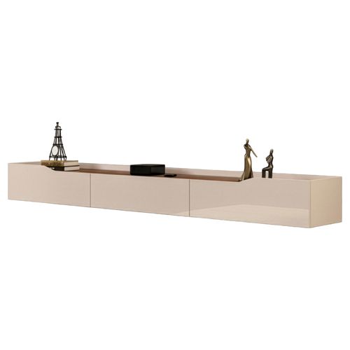Rack Suspenso para Painel ou TV até 75 Polegadas 2,18m 3 Gavetas Efraín Off White