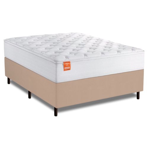Cama Box Colchão Casal King Molas Ensacadas Real 193x203x65cm Branco / Bege Inducol - Suporta até 13