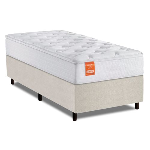 Cama Box Colchão Solteiro Molas Ensacadas Real 88x188x65cm Linho Branco Inducol - Suporta até 130kg