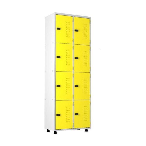 Armário Roupeiro Aço 8 Portas Academia Guarda Volume Amarelo