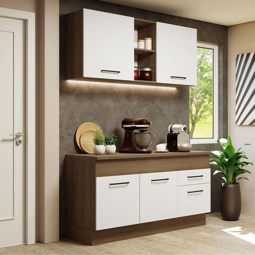 Cozinha Compacta 150001 Com Armário E Balcão Rustic/branco