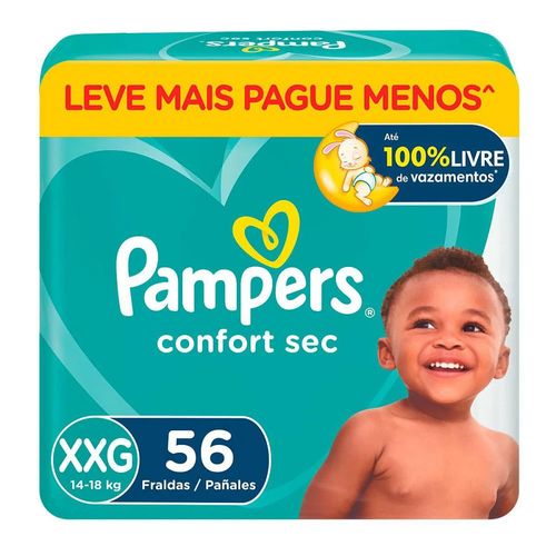 Fraldas Pampers Confort Sec XXG com 56 unidades