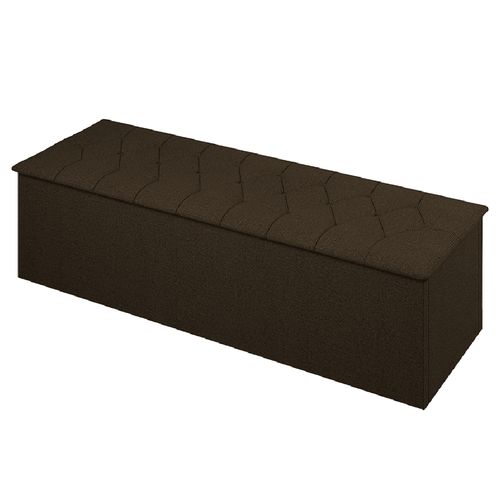 Calçadeira Com Baú Estofado Istambul Dobuê Chocolate 1,60m