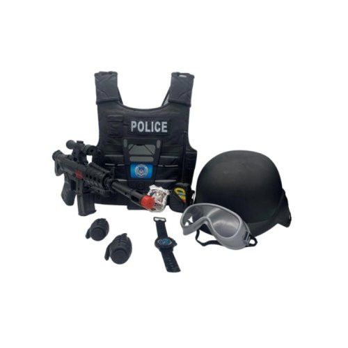 Brinquedo Kit Policial Colete com Rifle e Acessórios - Preto