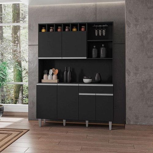 Armário para Cozinha Kit Alice Preto Fosco AJL