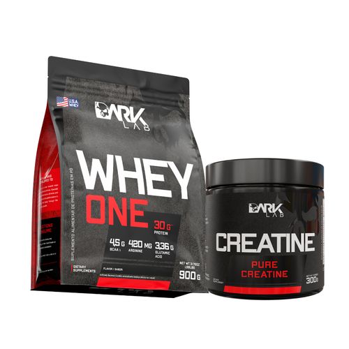 KIT WHEY PROTEIN ONE REFIL BAUNILHA 900G + CREATINA MONOHIDRATADA PURA 300G - DARK LAB