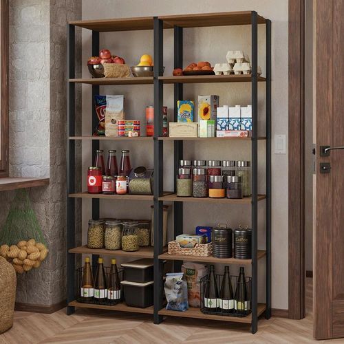 Armário Estante Multiuso Organizador Despensa 10 Prateleiras 118cm Rustic/preto Madesa
