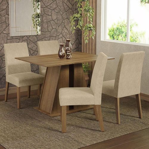 Sala Jantar Mesa Madeira 4 Cadeiras Rustic/imperial