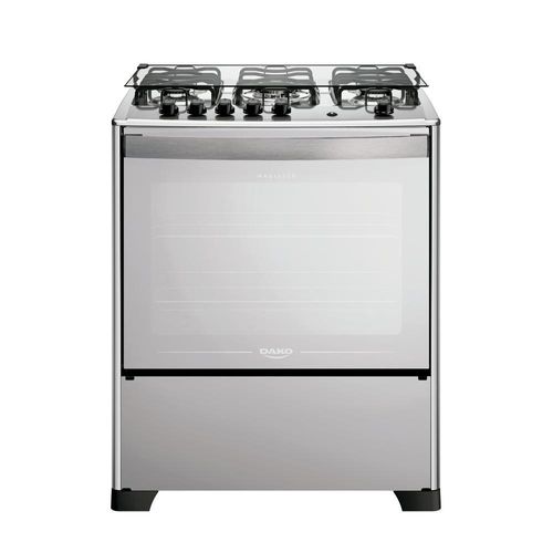 Fogão 5 Bocas Dako Magister Style Espelhado Com Mesa Inox Preto Bivolt