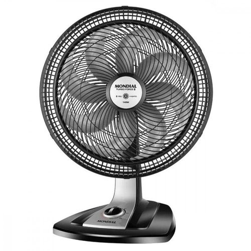 Ventilador De Mesa 40cm Mondial Turbo 8 Pás 3 Velocidades Preto Com Prata 220V