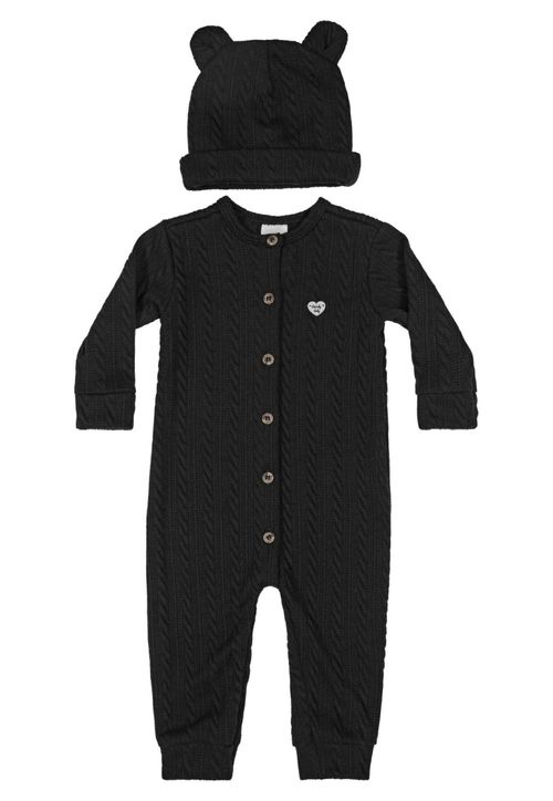 Macacão e touca Tricô para Bebê Menina Quimby