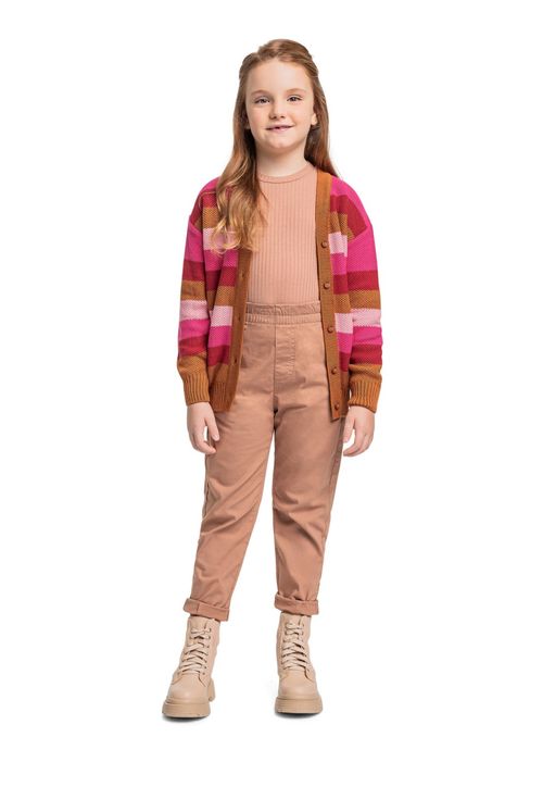 Cardigan Listrado em Tricô Infantil Menina Quimby