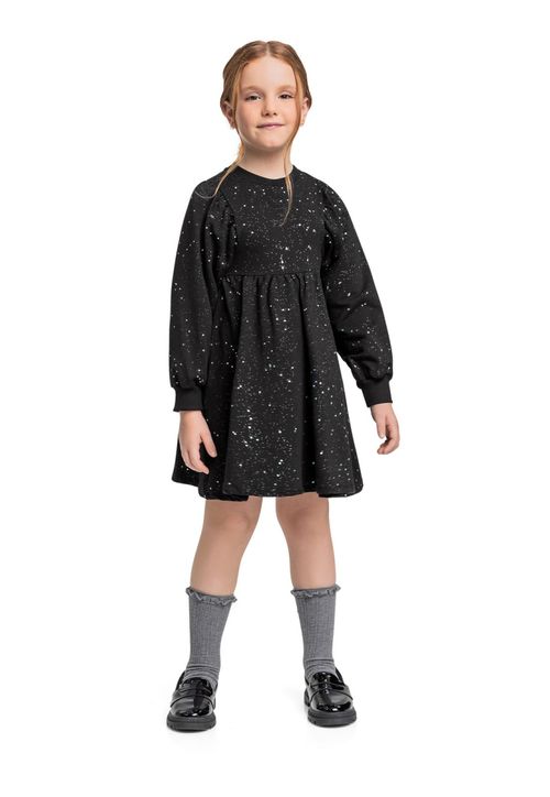 Vestido Manga Longa com Glitter para Menina Quimby