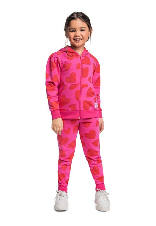 Conjunto com Jaqueta e Calça com Corações para Menina Quimby