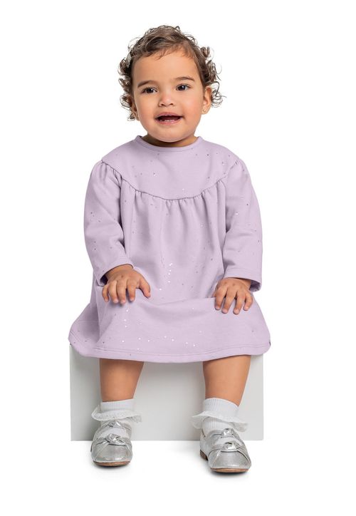 Vestido Manga Longa com Glitter para Bebê Menina Quimby
