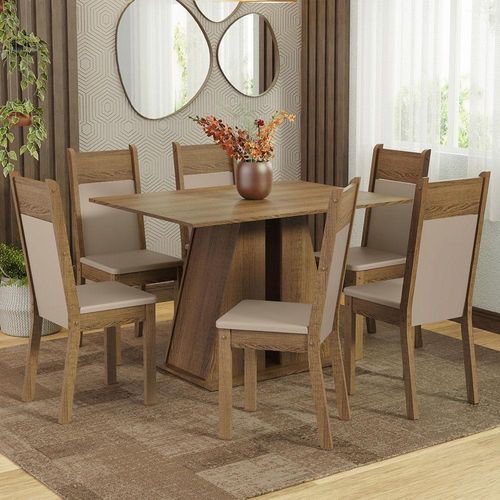 Conjunto Mesa Jantar 6 Cadeiras Rustic/bege Beverly