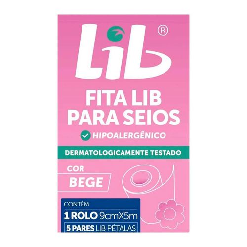 Fita Lib para Seios 1 Rolo 9cm x 5m + 5 Pares Lib Pétalas