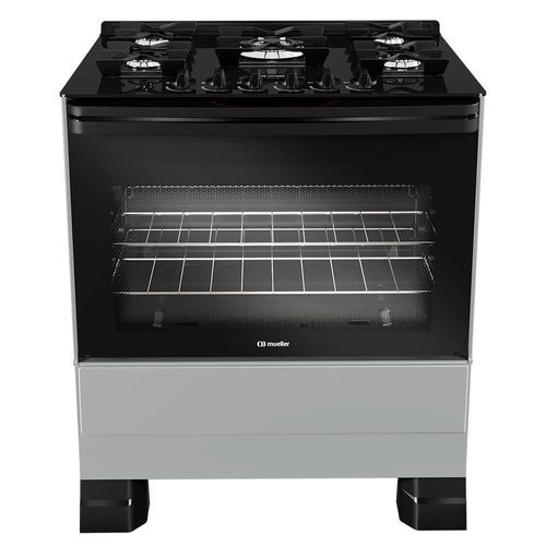 Fogão Mueller 5 Bocas Titânio Com Mesa De Vidro E Tripla Chama MFV5BF Bivolt