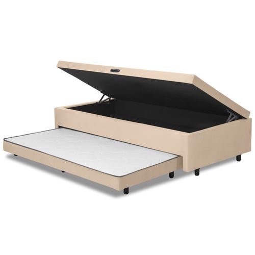 Base Cama Bibox com Baú Solteiro e Cama Auxiliar 3 em 1 - 88x188x46 Bela