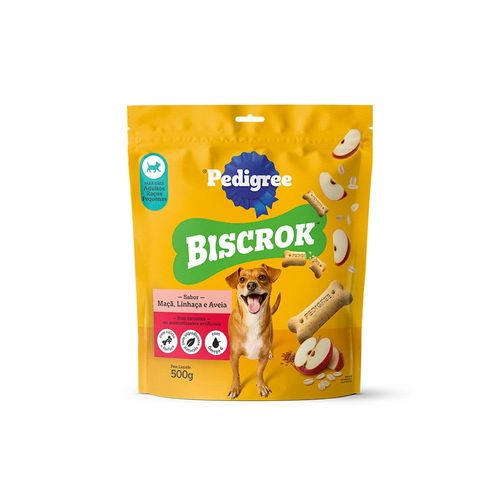 Biscoito Pedigree Biscrok Adulto Raça Pequena Sabor Maçã, Linhaça e Aveia 500g