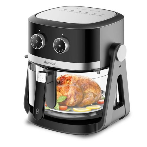Air Fryer 5L Amvox ARF 1150  1500W 2 em 1 Preto/Prata 220v