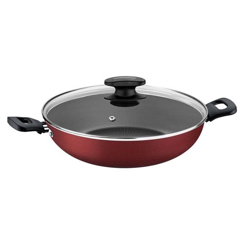 Panela Wok com Tampa Tramontina Loreto com Revestimento Interno Antiaderente Starflon T1 Vermelha – 28 cm