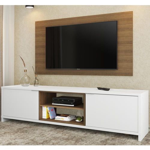 Rack Metz Branco e Painel para TV Rustic Madesa