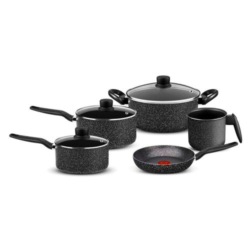 Conjunto de Panelas 5 Peças Rochedo Stone Pro com Revestimento Antiaderente em Minerium – Preto e Cinza