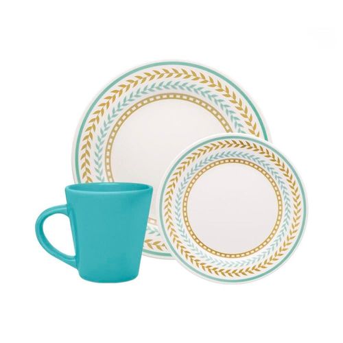 Aparelho de Jantar e Lanche 12 Peças Biona Louros em Cerâmica – Estampado