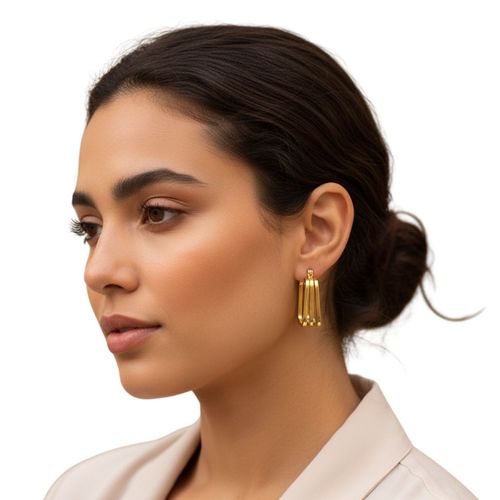 Brinco Argola Quadrada Dourada Banhado Ouro 18K Luxo Festa