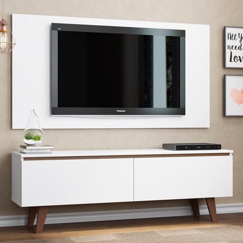 Rack Le Mans e Painel TV 55 Polegadas 2 Portas Branco Madesa