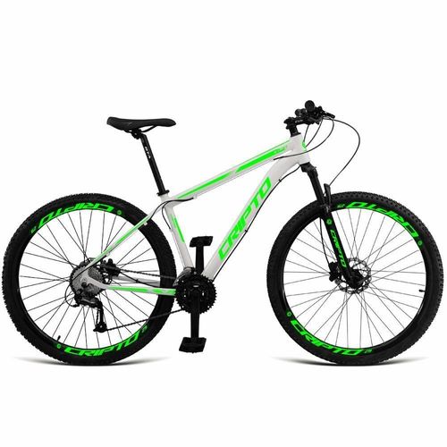 Bicicleta Aro 29 Cripto 24 Marchas Shimano E Freios A Disco - Branco-verde - 17" Branco-verde
