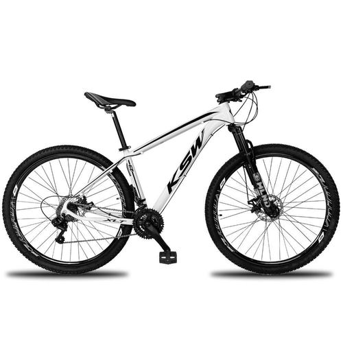 Bicicleta Alumínio Aro 29 Ksw Dianteiro Shimano Tz 24 Marcha - Branco-preto - 15"