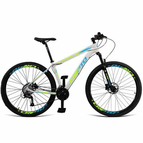 Bicicleta Aro 29 Cripto 24v Acera Freio Hidraulico Trava-k7 - 21" Branco-verde E Azul
