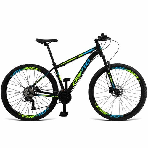 Bicicleta Aro 29 Cripto 18v Absolute Hidráulica Trava E K7 - Preto-verde E Azul - 21"
