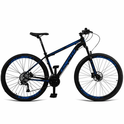 Bicicleta Aro 29 Cripto 24v Acera Freio Hidraulico Trava-k7 - Preto-azul - 15" Preto-azul