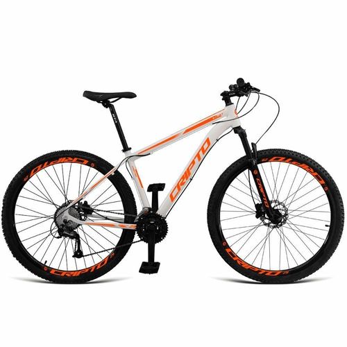 Bicicleta Aro 29 Cripto 24 Marchas Freios Disco E Suspensão - Branco-laranja - 19" Branco-laranja