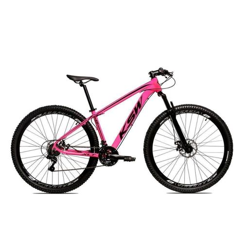 Bicicleta Aro 29 Ksw 24v Shimano, Freio Hidraulico, Trava-k7 - Rosa-preto - 17"