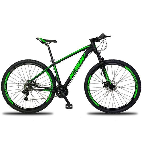 Bicicleta Aro 29 Ksw 27v Freio Hidráulico C-trava E K7 11-40 - Preto-verde - 15 Preto-verde